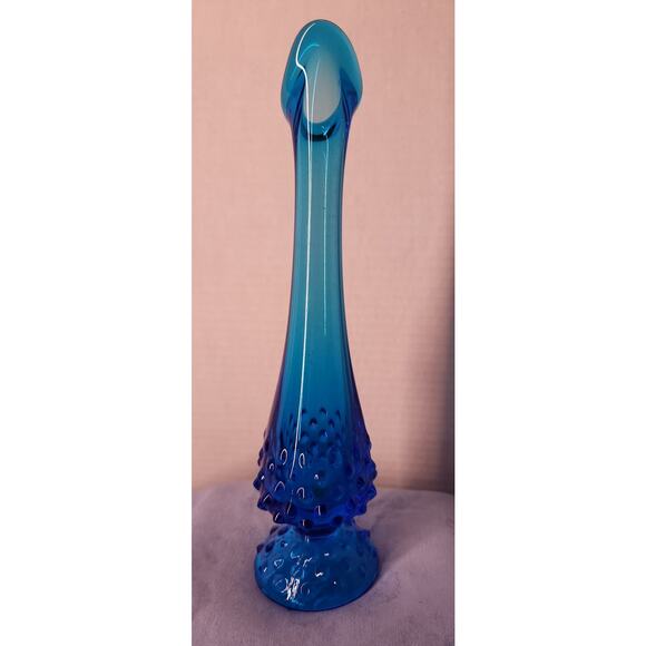 Fenton Blue Hobnail Colonial Swung Vase Pedestal 10"  MCM - M - Picture 2 of 7